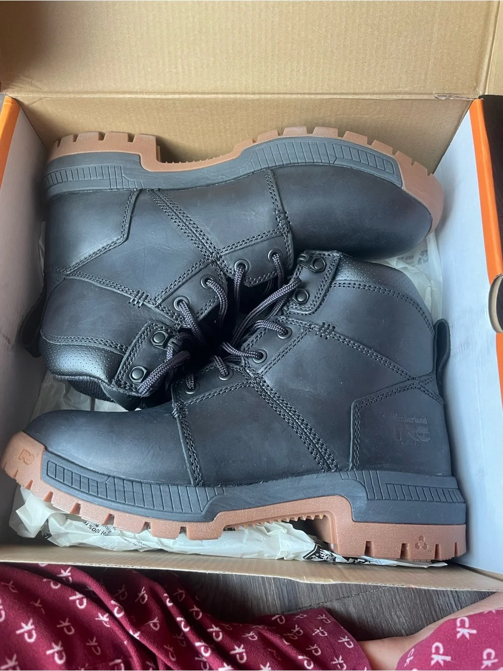 Timberland PRO Black Work Boot with Brown Lug Sole